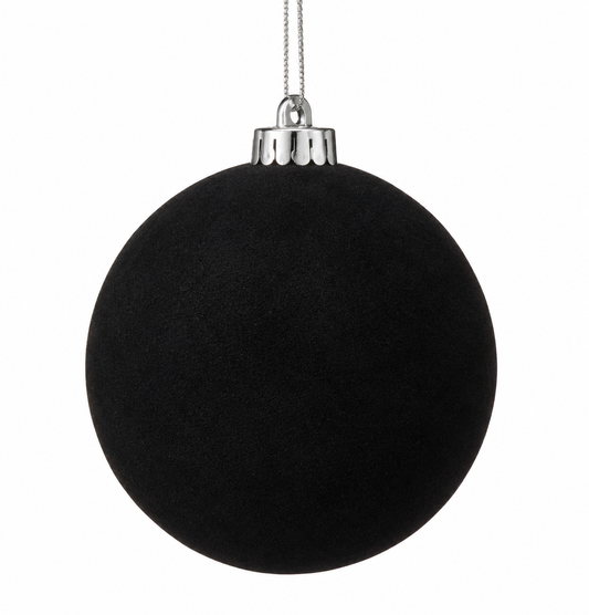 5'' VELVET BALL ORNAMENT BOX OF 3- BLACK