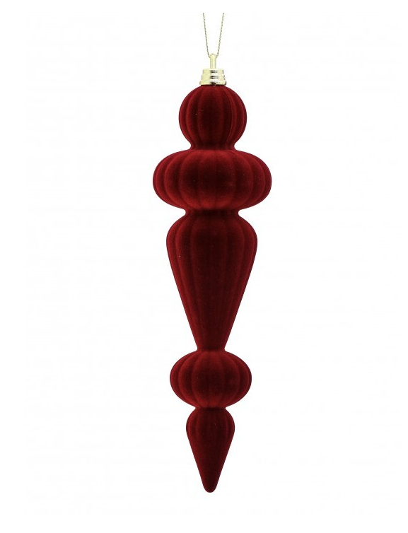 10'' VELVET FINIAL ORNAMENT BURGUNDY