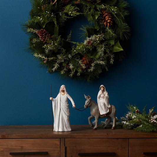 HOLY FAMILY WITH DONKEY 13"L X 10.75"H