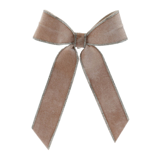 BEIGE VELVET BOW 9"W X 14"H