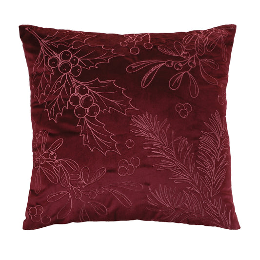 HOLLY AND MISTLETOE PILLOW 18''