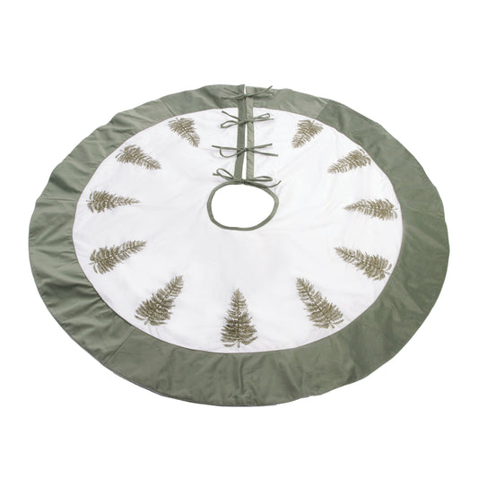 SAGE GREEN AND WHITE TREE SKIRT 48"D
