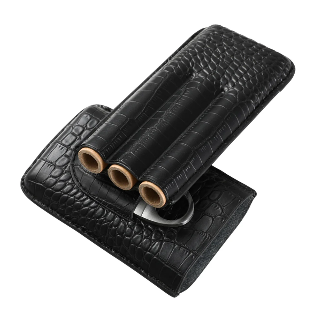 TRIO CIGAR TRAVELER WITH CUTTER-BLACK