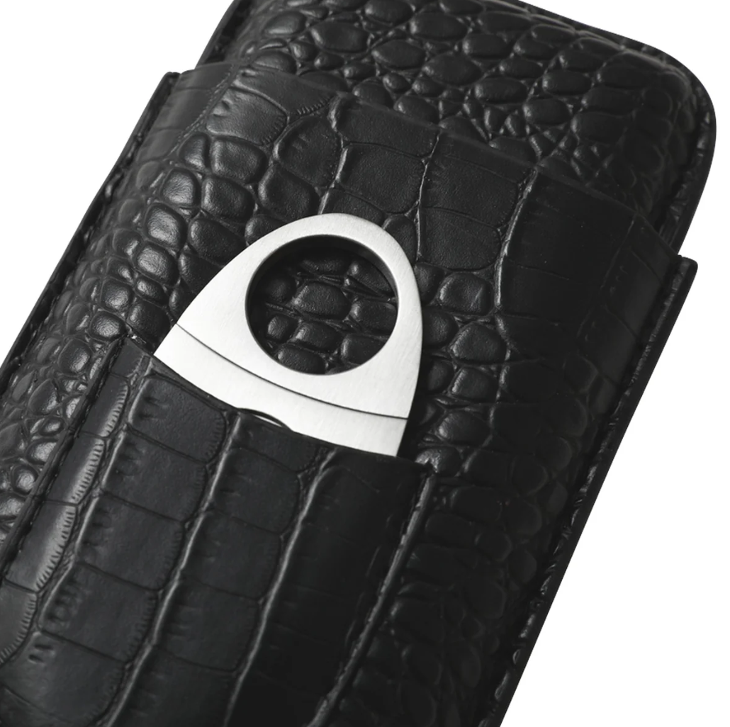 TRIO CIGAR TRAVELER WITH CUTTER-BLACK