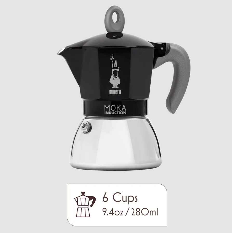 BIALETTI MOKA INDUCTION 6 CUP BLACK