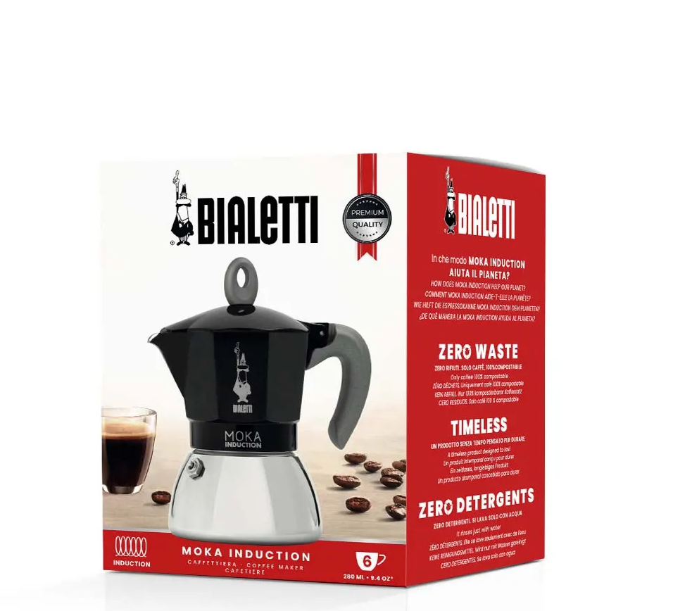 BIALETTI MOKA INDUCTION 6 CUP BLACK