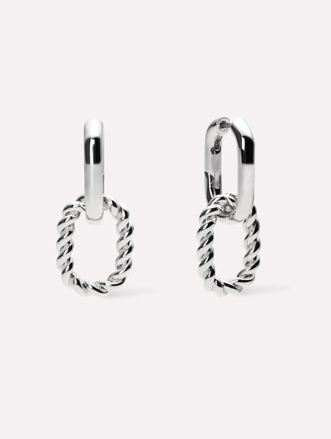 ANA LUISA DOBLE HOOP EARRINGS-ASH DOBLE SILVER