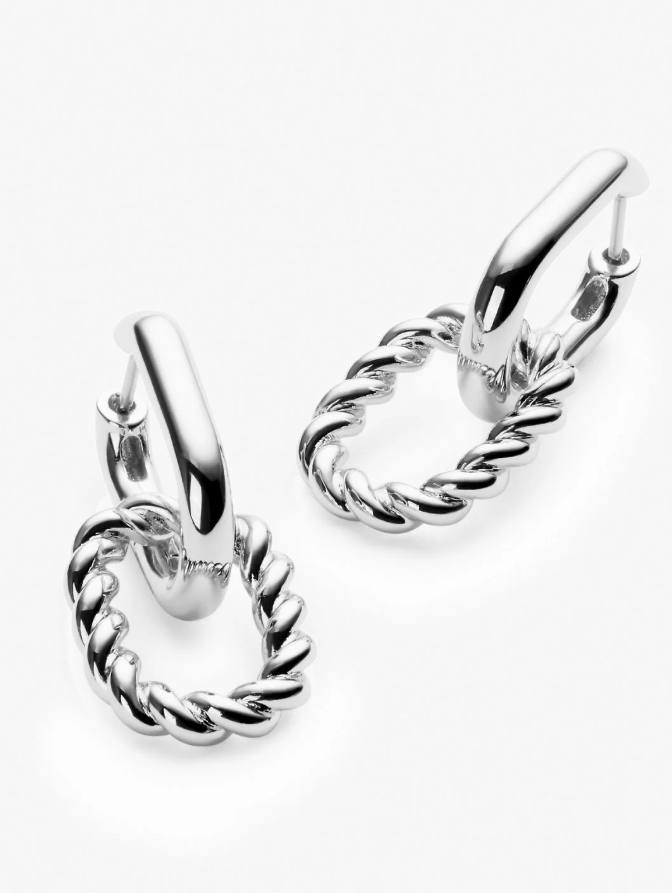 ANA LUISA DOBLE HOOP EARRINGS-ASH DOBLE SILVER