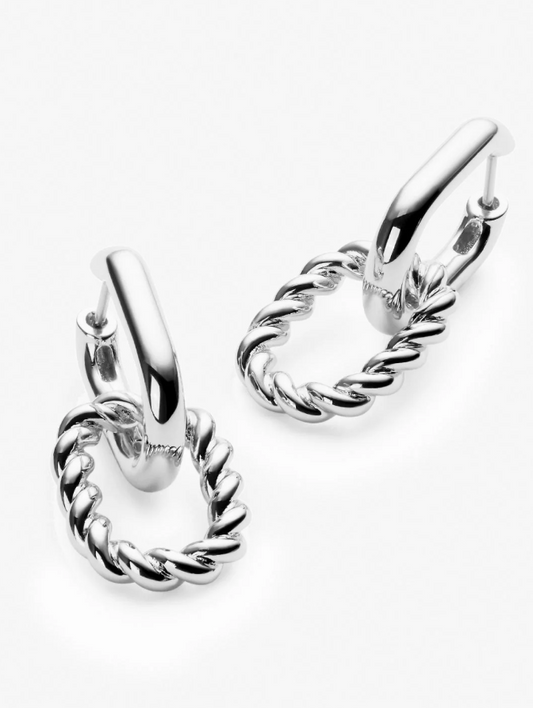 ANA LUISA DOBLE HOOP EARRINGS-ASH DOBLE SILVER