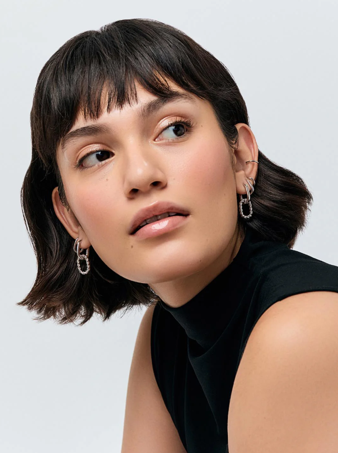 ANA LUISA DOBLE HOOP EARRINGS-ASH DOBLE SILVER