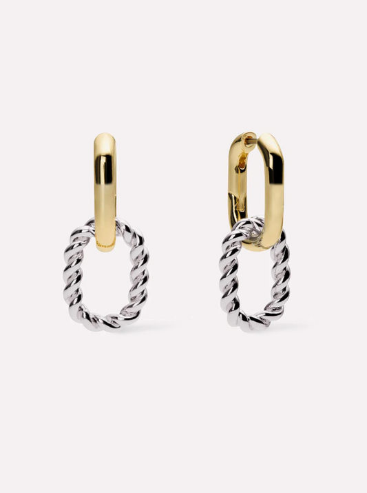 ANA LUISA EARRINGS DOBLE HOOP -ASH DOBLE TWO TONE