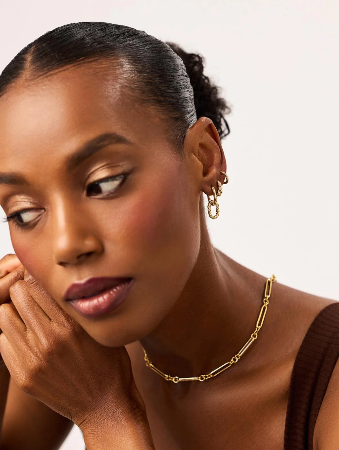 ANA LUISA DOBLE DROP GOLD EARRINGS-ASH MINI