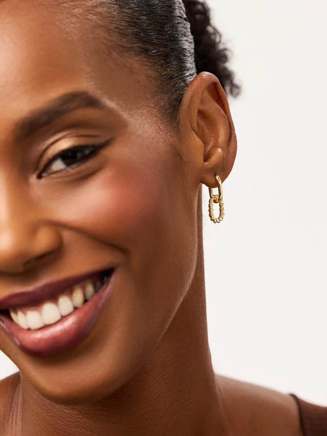 ANA LUISA DOBLE DROP GOLD EARRINGS-ASH MINI