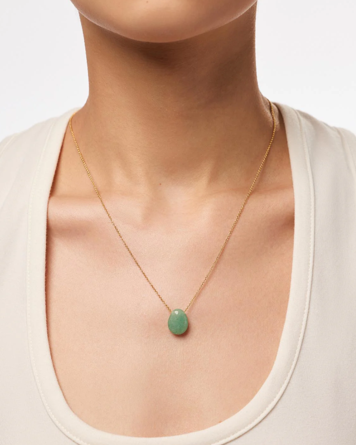ANA LUISA GOLD PENDANT NECKLACE-PEBBLE MINI AVENTURINE
