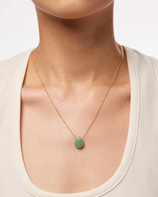 ANA LUISA GOLD PENDANT NECKLACE-PEBBLE MINI AVENTURINE