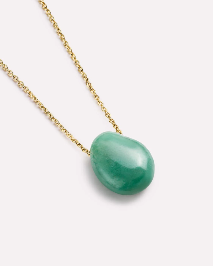 ANA LUISA GOLD PENDANT NECKLACE-PEBBLE MINI AVENTURINE