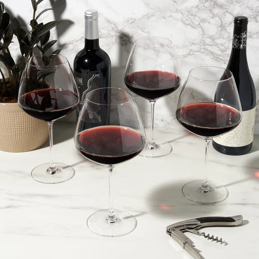 RESERVE INEZ CRYSTAL BURGUNDY GLASSES SET OF 4