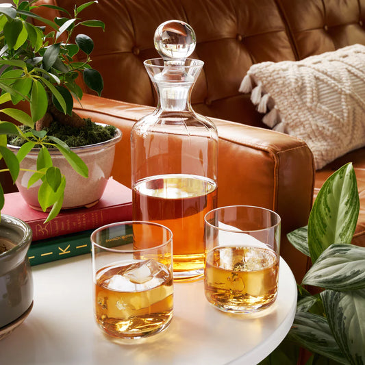RAYE MODERN CRYSTAL LIQUOR DECANTER AND TUMBLER SET