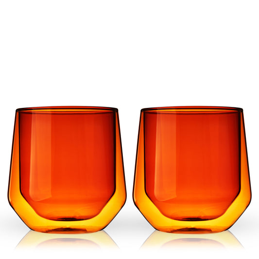 DOUBLE WALLED AURORA TUMBLERS IN AMBER (2)
