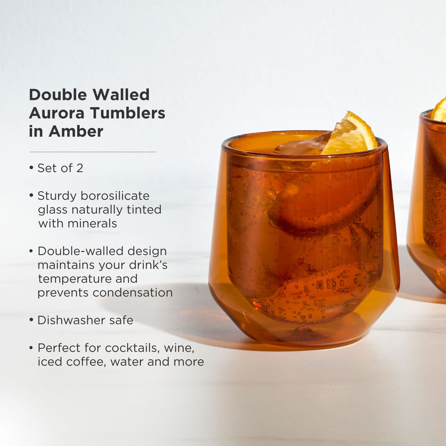 DOUBLE WALLED AURORA TUMBLERS IN AMBER (2)