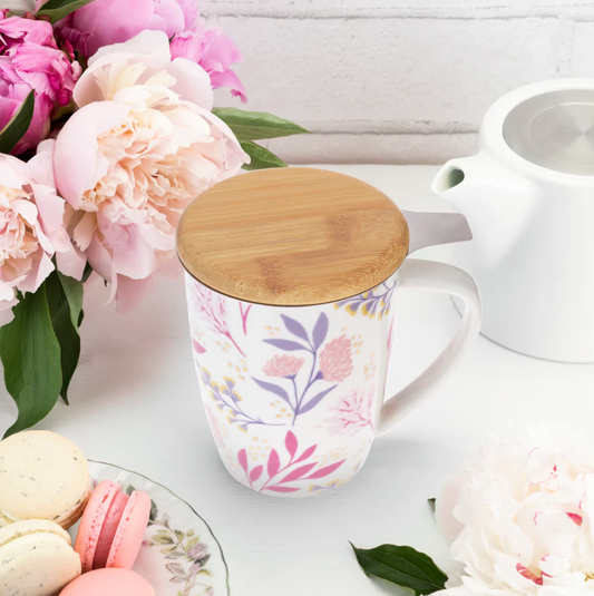 BAILEY BOTANICAL BLISS CERAMIC TEA MUG & INFUSER