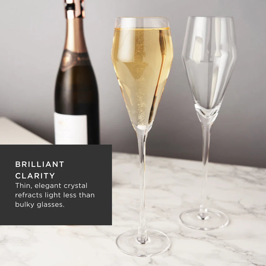 RAYE ANGLED CRYSTAL PROSECCO GLASSES SET OF 2