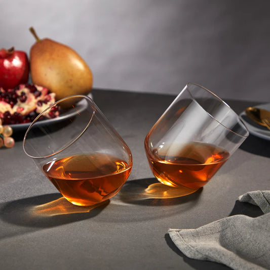 ROLLING CRYSTAL WHISKEY TUMBLERS SET OF 2