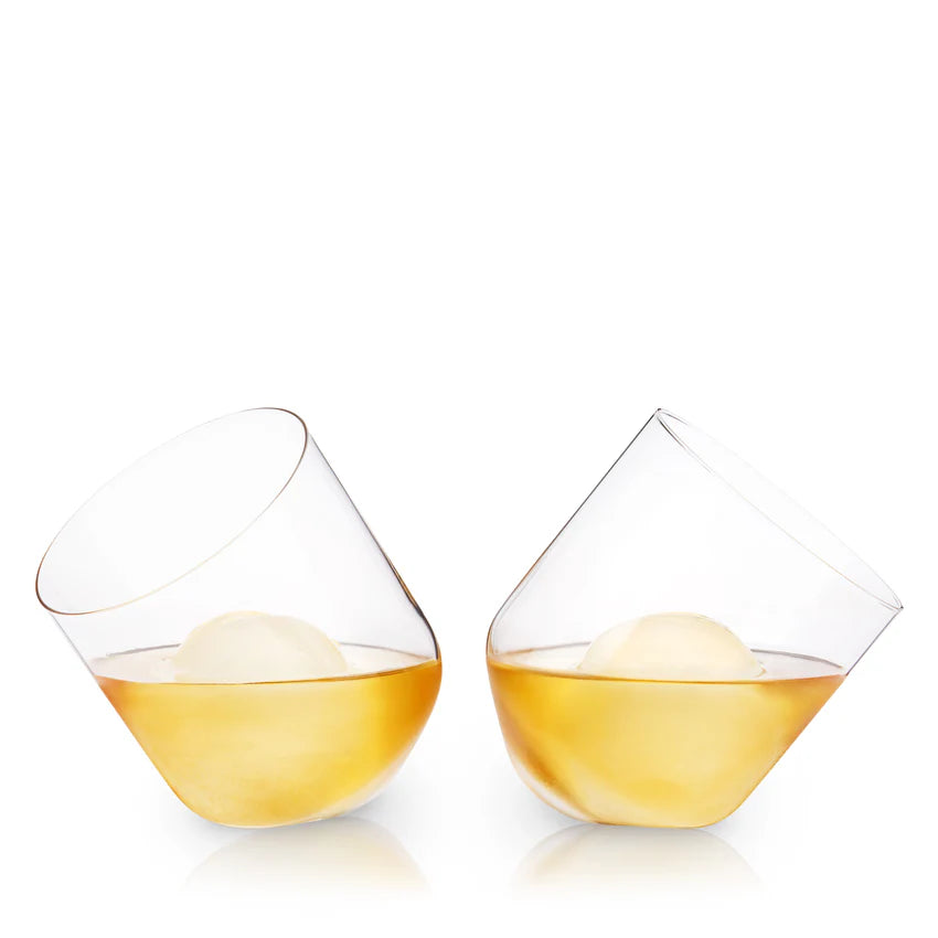 ROLLING CRYSTAL WHISKEY TUMBLERS SET OF 2