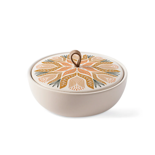 CERAMIC ROUND TRINKET BOX TULIP TILE