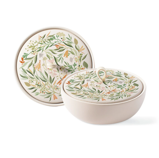 CERAMIC ROUND TRINKET BOX MORNING GARDEN