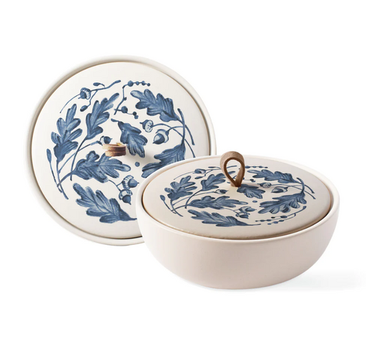 CERAMIC ROUND TRINKET BOX WINDY OAK