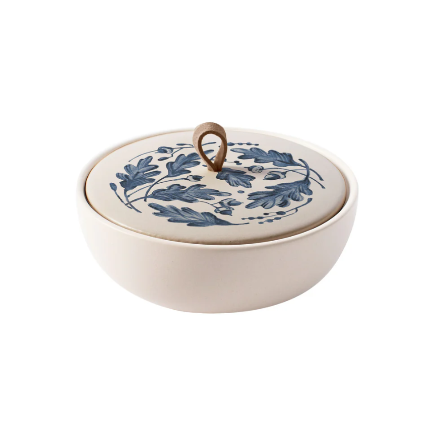 CERAMIC ROUND TRINKET BOX WINDY OAK