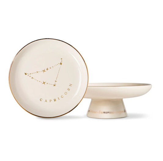 STARRY CAPRICORN ZODIAC PEDESTAL DISH