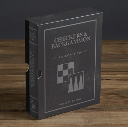 CHECKERS & BACKGAMMON VINTAGE BOOKSHELF EDITION