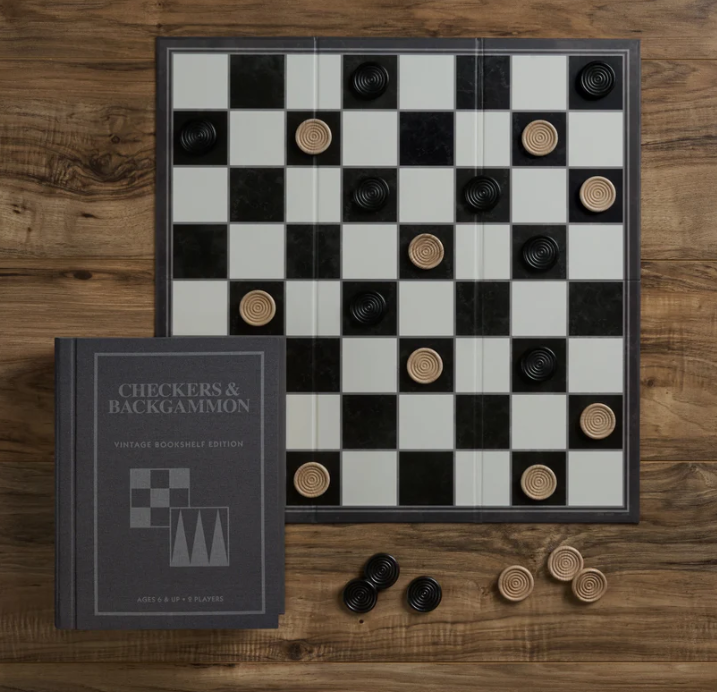 CHECKERS & BACKGAMMON VINTAGE BOOKSHELF EDITION
