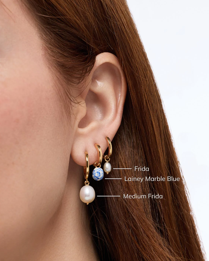 ANA LUISA PEARL HUGGIE HOOPS-FRIDA
