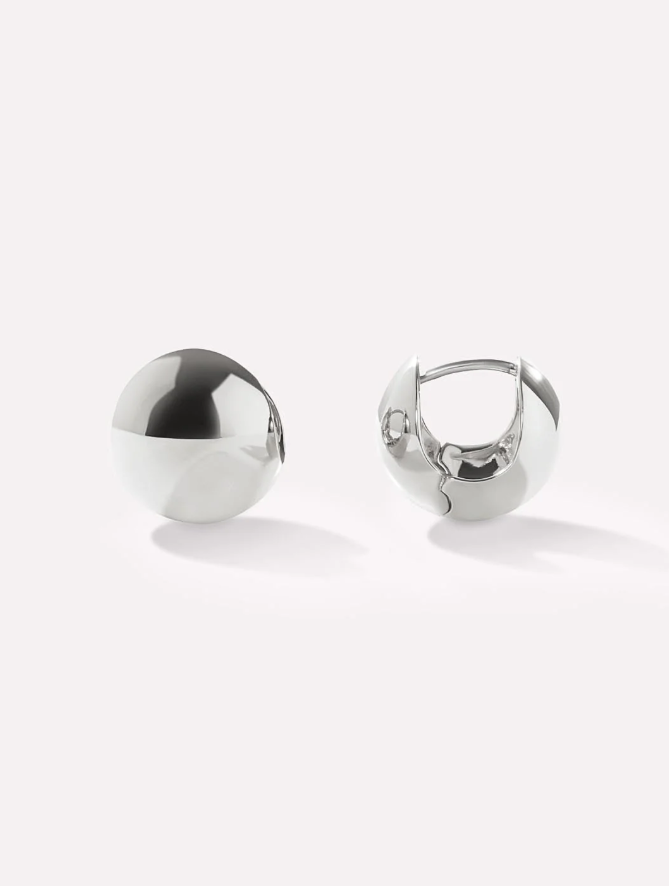 ANA LUISA SILVER SPHERE HOOP EARRINGS-MINI ABBY
