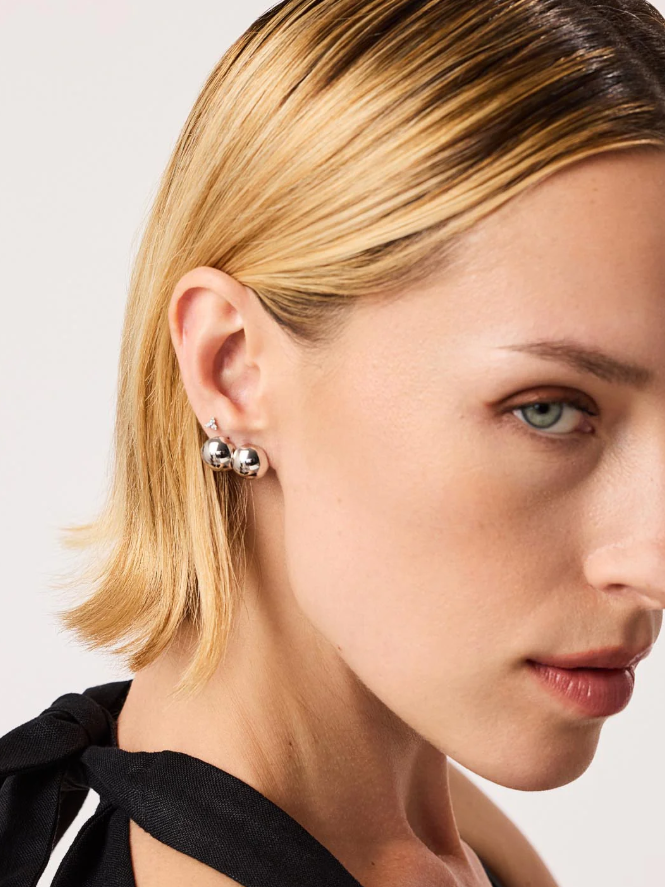 ANA LUISA SILVER SPHERE HOOP EARRINGS-MINI ABBY