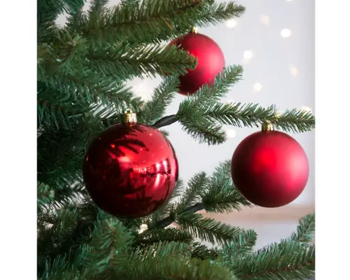 4'' RED BAUBLES POLYSTYRENE MIX SET OF 4