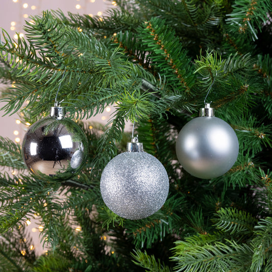 BAUBLES SHATTER SHINY-MSTT,SILVER GLITTER MIX