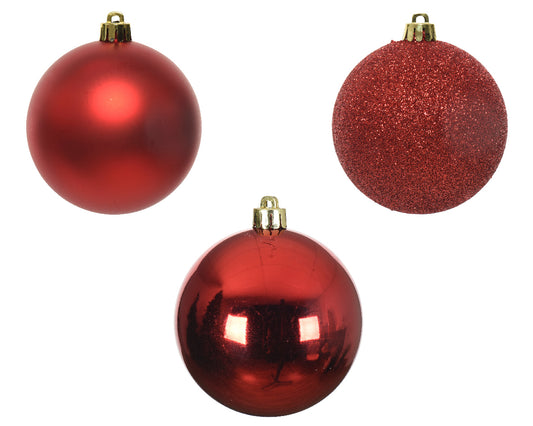 BAUBLES SHATTERPROOF SHINY,MATT-CHRISTMAS RED MIX