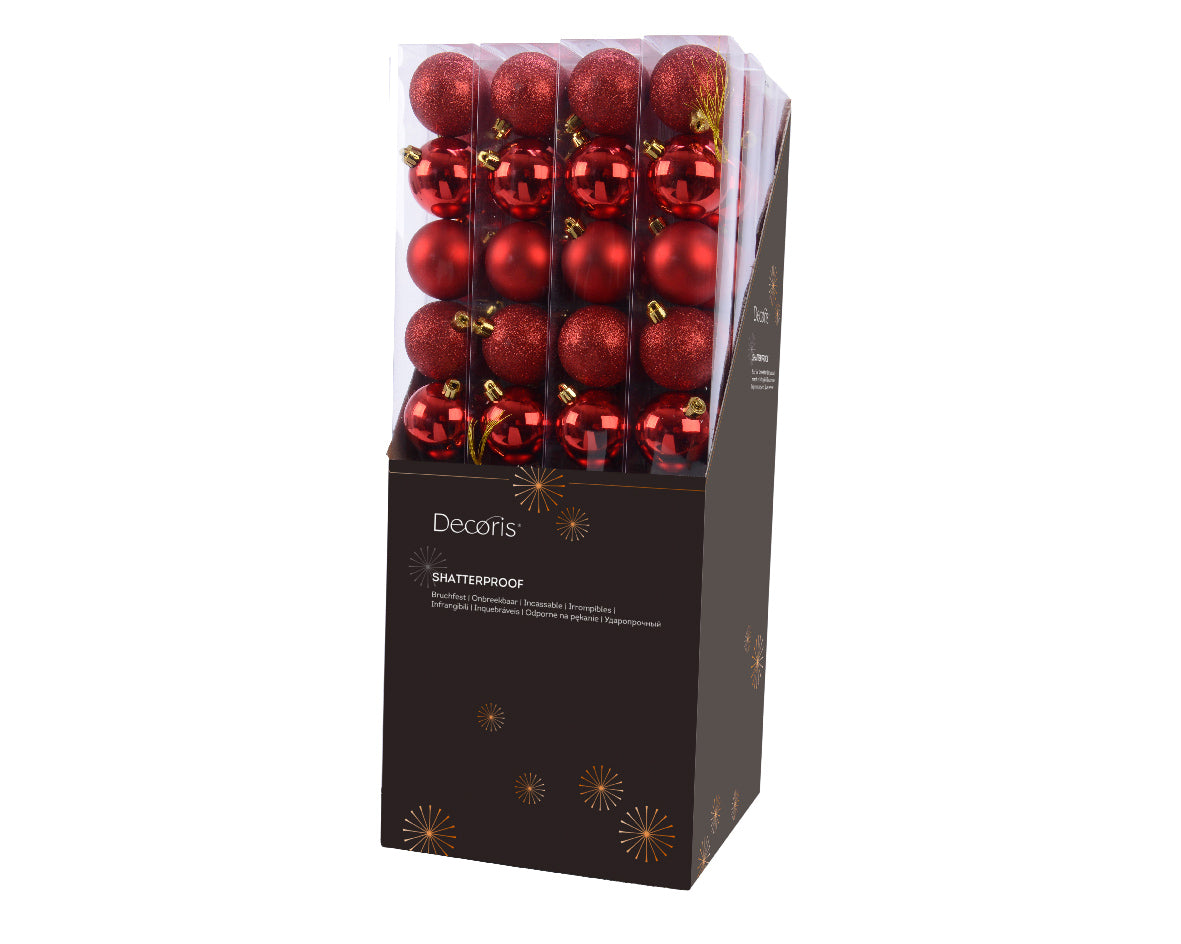 BAUBLES SHATTERPROOF SHINY,MATT-CHRISTMAS RED MIX
