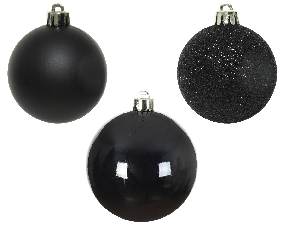 BAUBLES SHATTERPROOF SHINY,MATT-BLACK GLITTER MIX