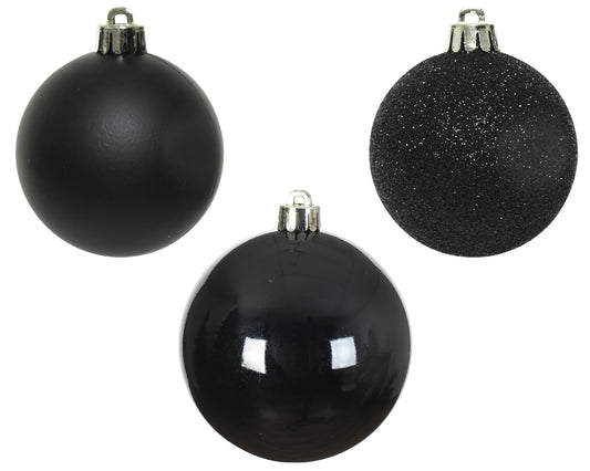 BAUBLES SHATTERPROOF SHINY,MATT-BLACK GLITTER MIX
