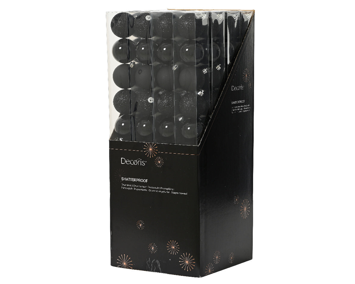 BAUBLES SHATTERPROOF SHINY,MATT-BLACK GLITTER MIX