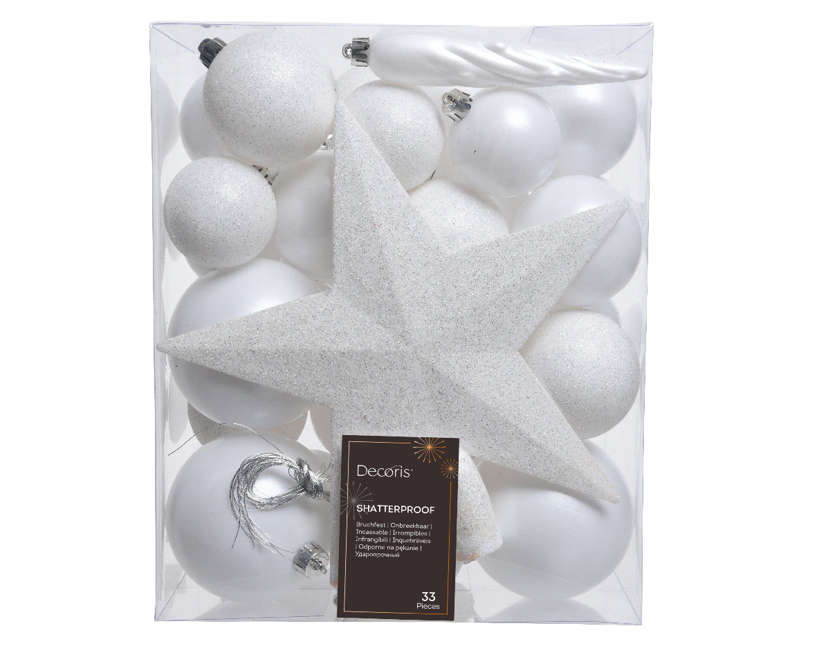 BAUBLES SHATTERPROOF MATT,GLITTER MIX-WINTER WHITE