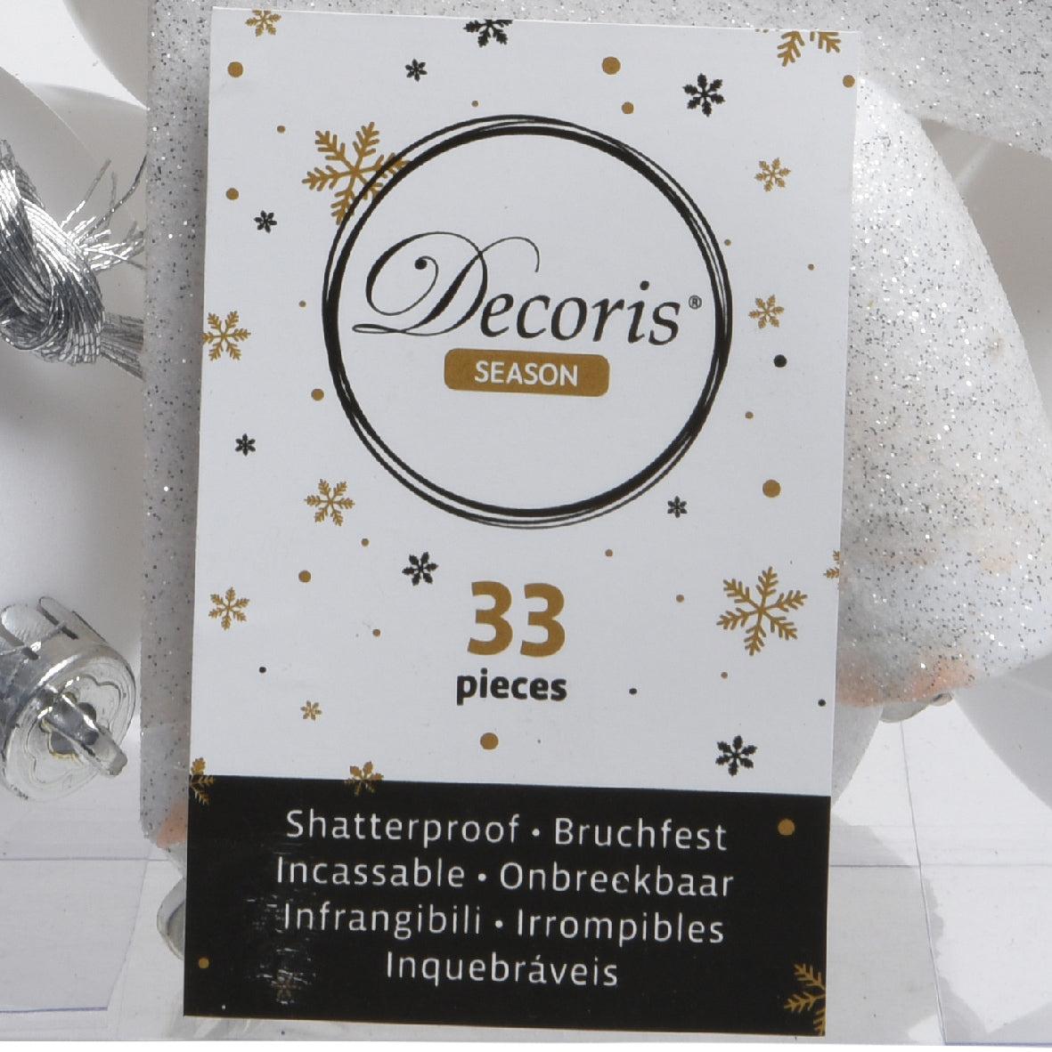 BAUBLES SHATTERPROOF MATT,GLITTER MIX-WINTER WHITE