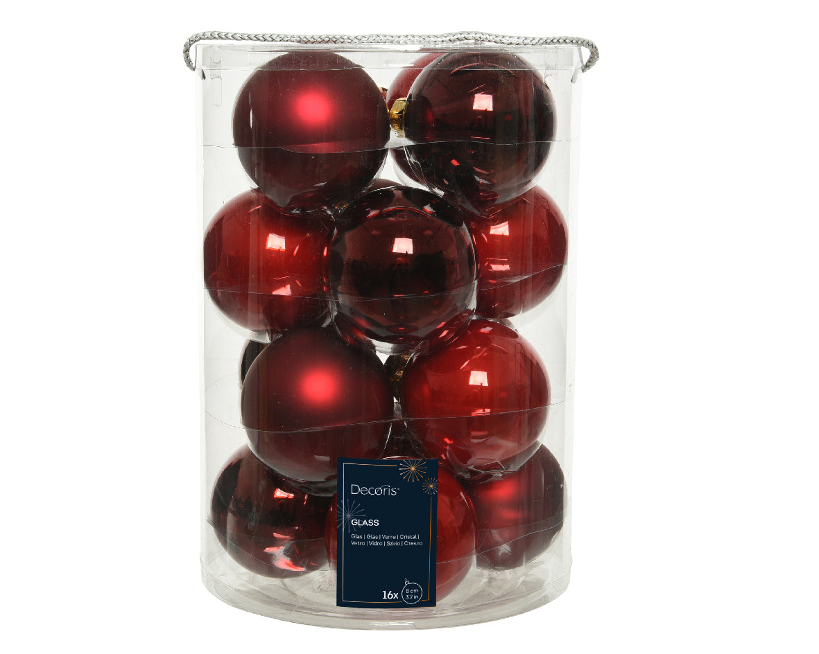 BAUBLE GLASS ENAMEL,SHINY,MATT-CHRISTMAS RED
