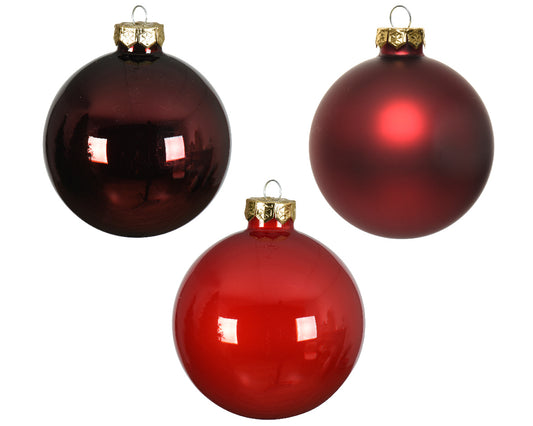 BAUBLE GLASS ENAMEL,SHINY,MATT-CHRISTMAS RED
