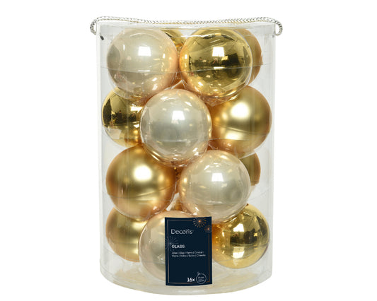 BAUBLE GLASS SHINY,ENAMEL,MATT-PEARL/GOLD